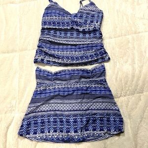 No brand two piece swimwear size M color: navy blue/ white